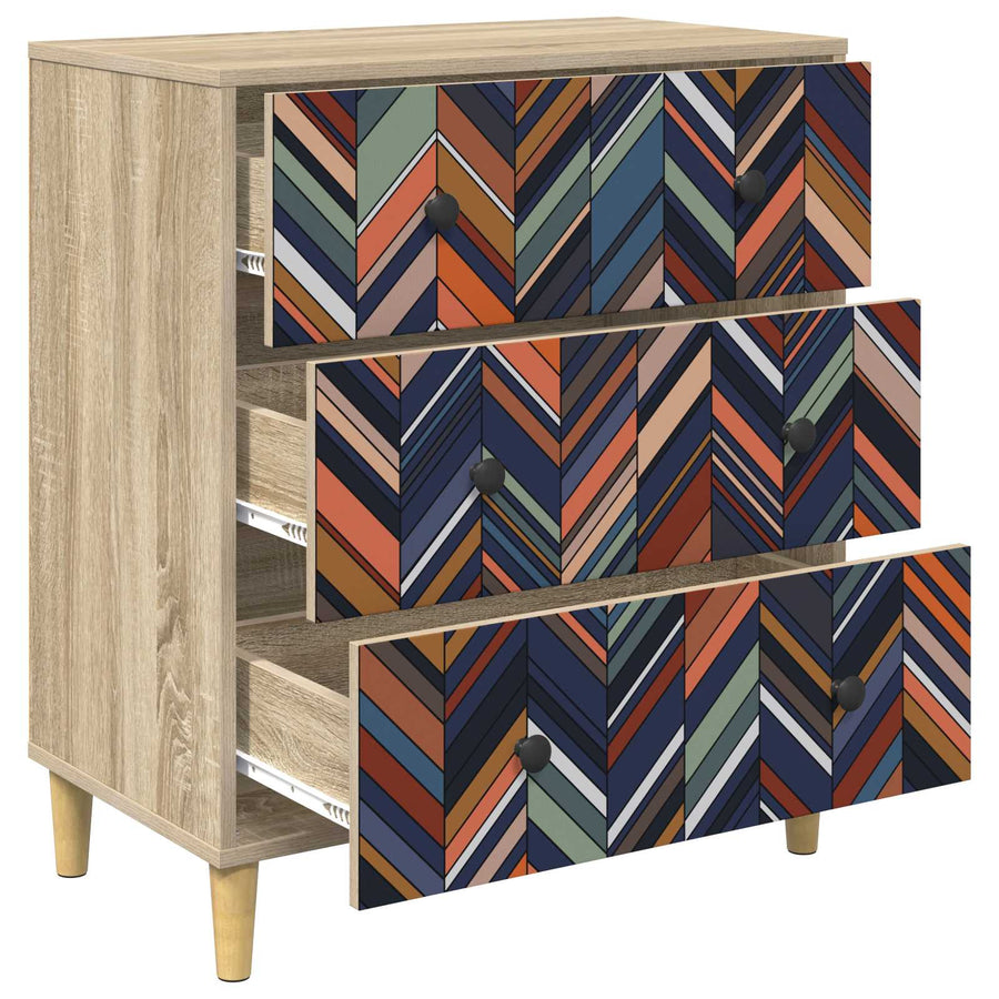 Ladekast OMMEN Geometrische print 66 x 36,5 x 75 cm Sonoma