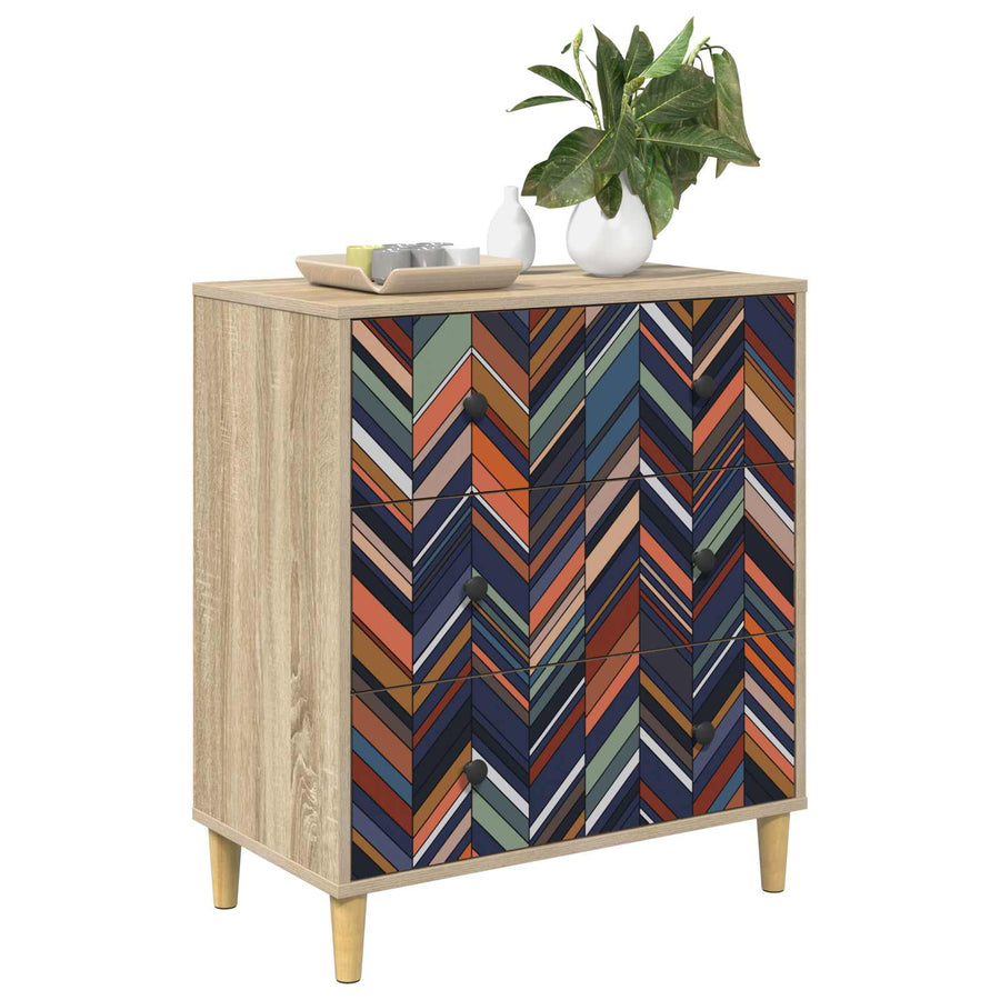 Ladekast OMMEN Geometrische print 66 x 36,5 x 75 cm Sonoma