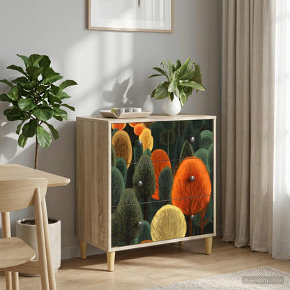 Ladekast ZAANDAM Bosprint 66 x 36,5 x 75 cm Bewerkt hout Sonoma