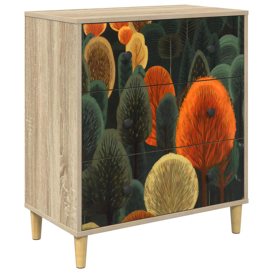 Ladekast ZAANDAM Bosprint 66 x 36,5 x 75 cm Bewerkt hout Sonoma