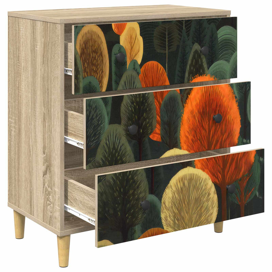 Ladekast ZAANDAM Bosprint 66 x 36,5 x 75 cm Bewerkt hout Sonoma