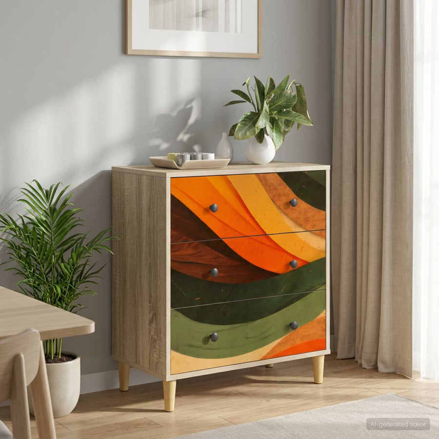Ladekast BONN Retro golfprint 66 x 36,5 x 75 cm Bewerkt hout