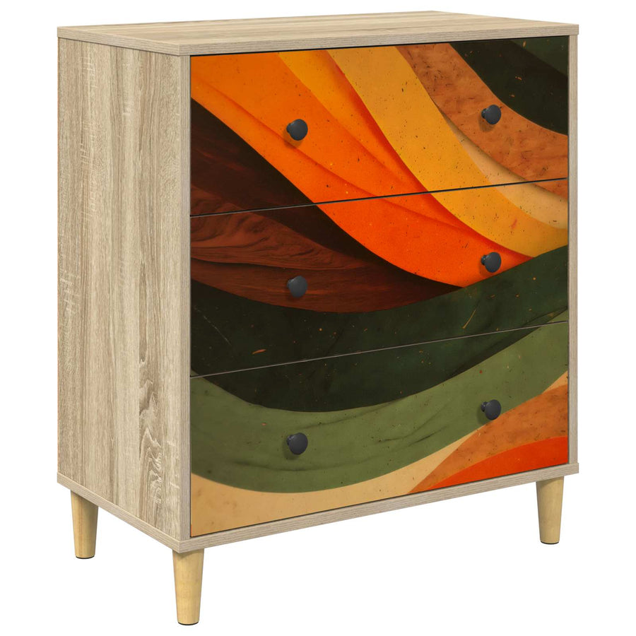 Ladekast BONN Retro golfprint 66 x 36,5 x 75 cm Bewerkt hout