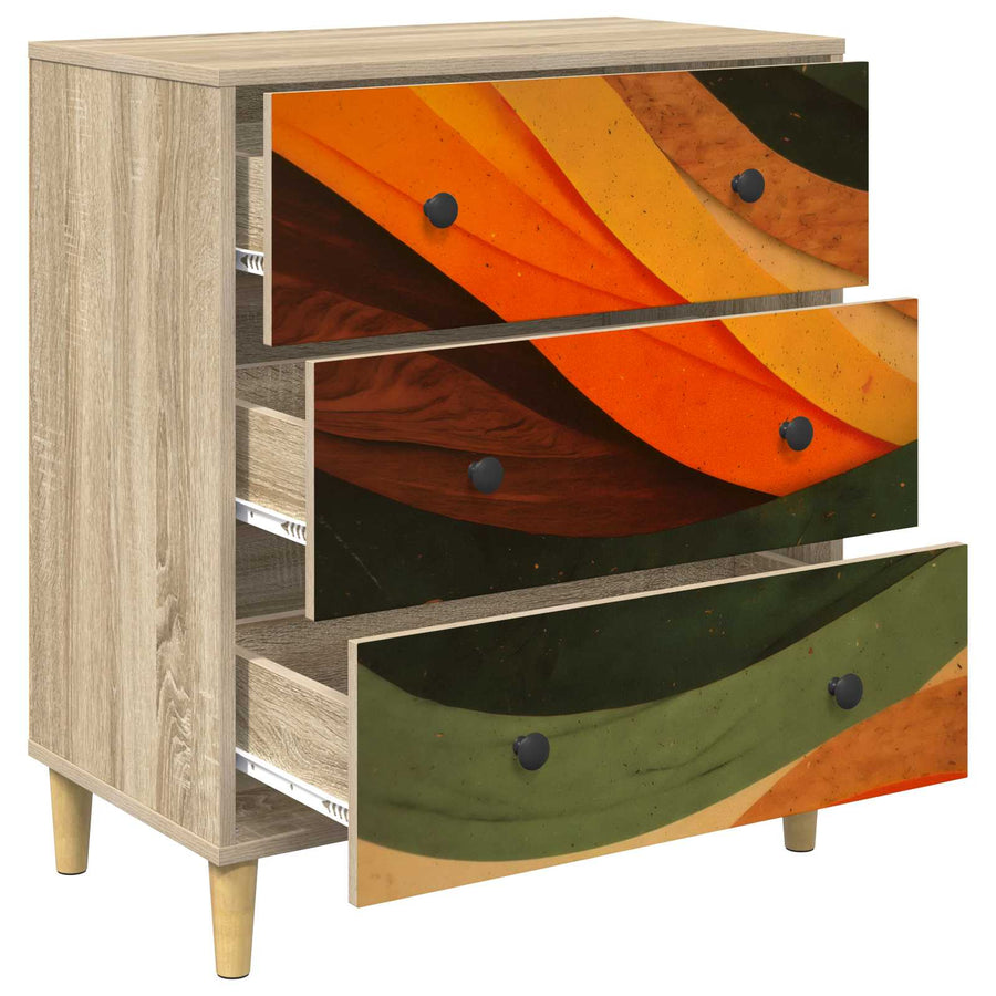Ladekast BONN Retro golfprint 66 x 36,5 x 75 cm Bewerkt hout