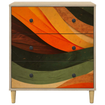 Ladekast BONN Retro golfprint 66 x 36,5 x 75 cm Bewerkt hout