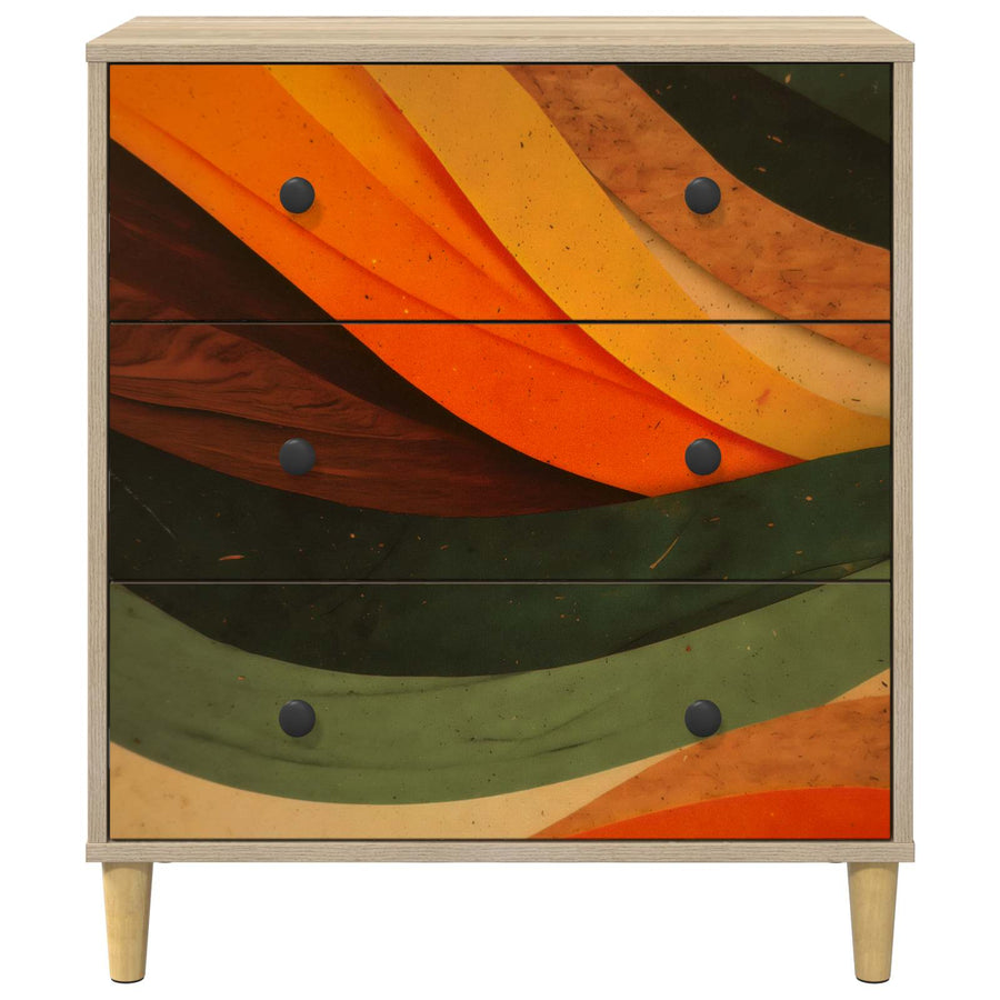 Ladekast BONN Retro golfprint 66 x 36,5 x 75 cm Bewerkt hout