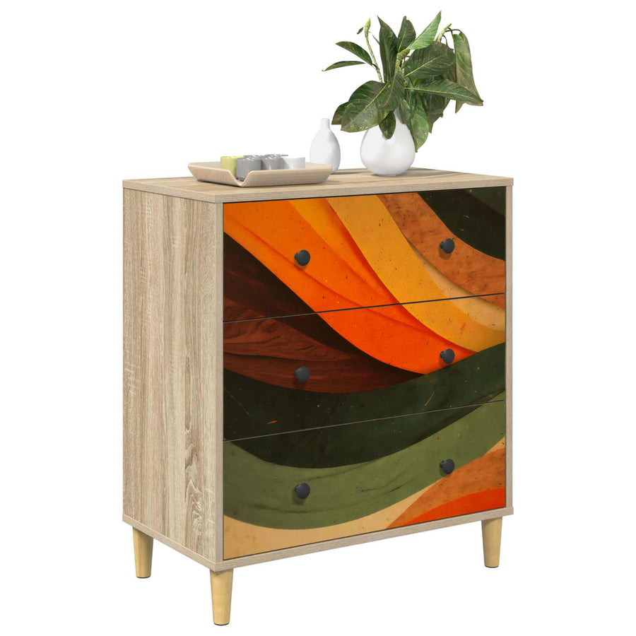 Ladekast BONN Retro golfprint 66 x 36,5 x 75 cm Bewerkt hout