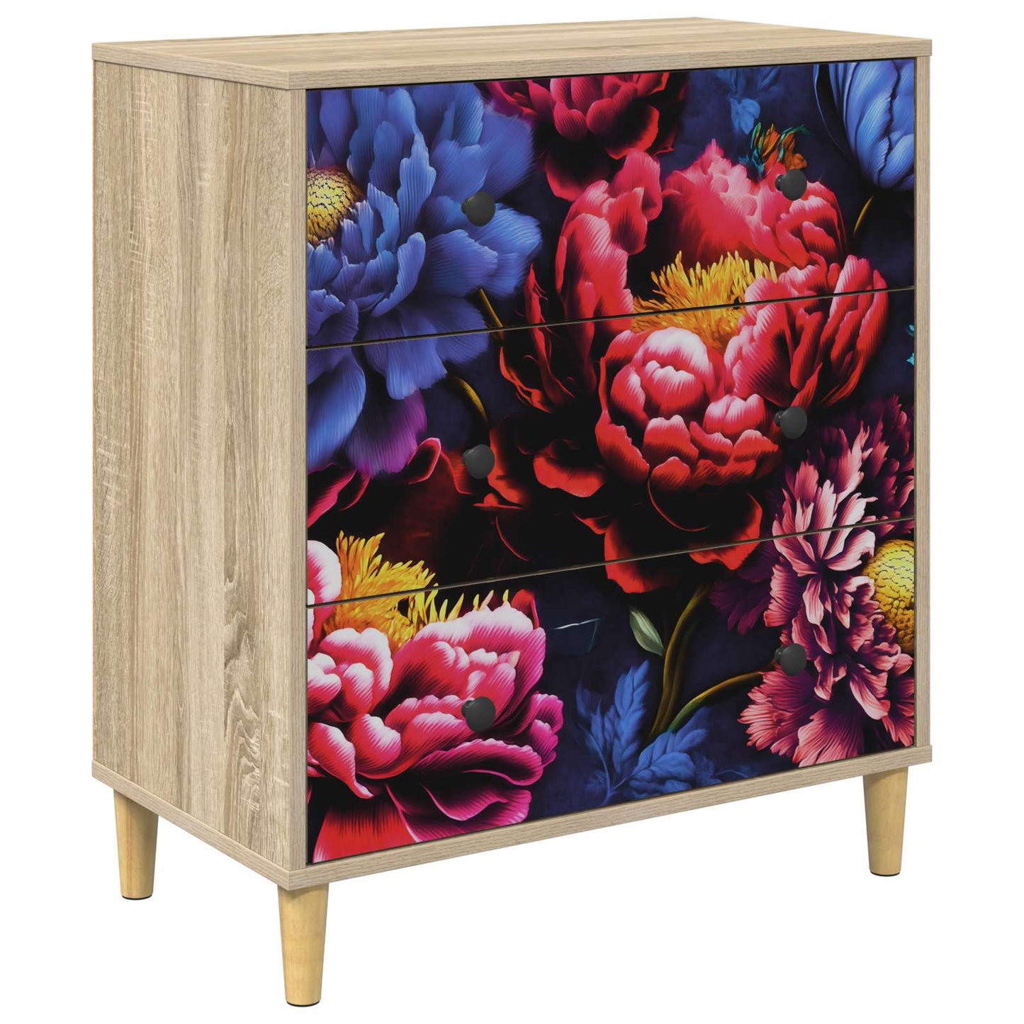 Ladekast KIEL Donker pioenroosprint 66 x 36,5 x 75 cm Sonoma