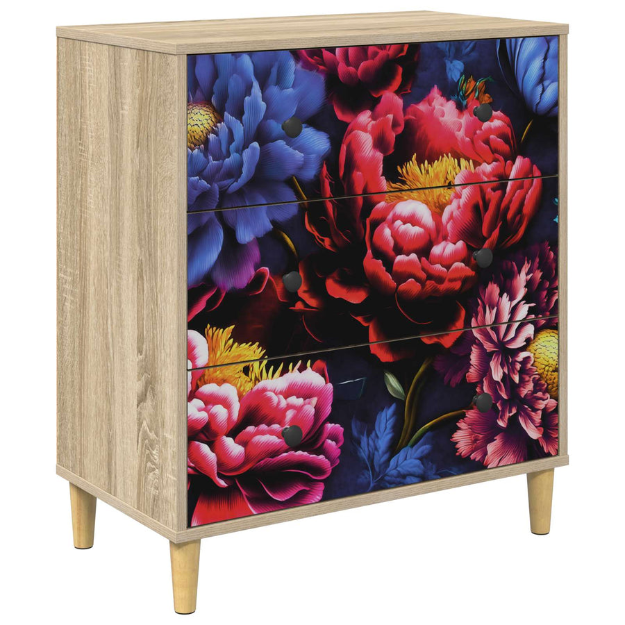 Ladekast KIEL Donker pioenroosprint 66 x 36,5 x 75 cm Sonoma