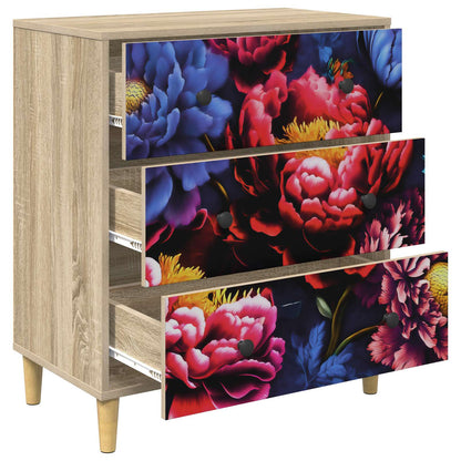 Ladekast KIEL Donker pioenroosprint 66 x 36,5 x 75 cm Sonoma