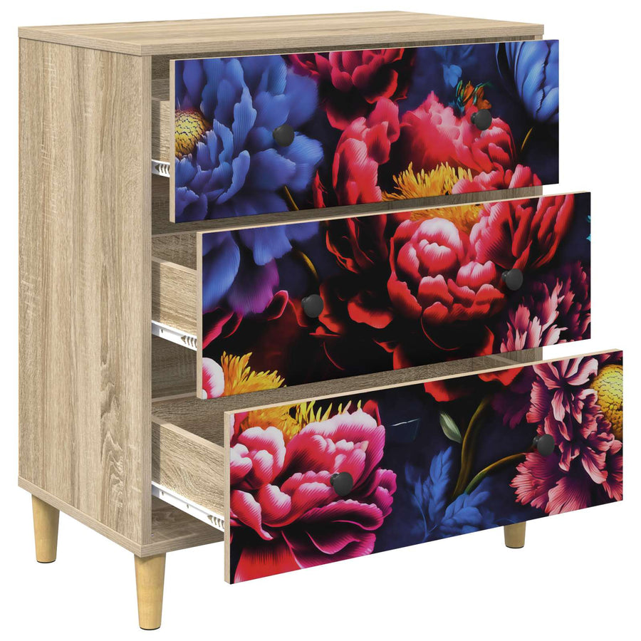 Ladekast KIEL Donker pioenroosprint 66 x 36,5 x 75 cm Sonoma