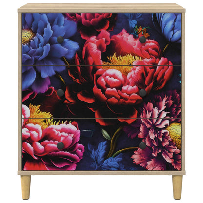 Ladekast KIEL Donker pioenroosprint 66 x 36,5 x 75 cm Sonoma
