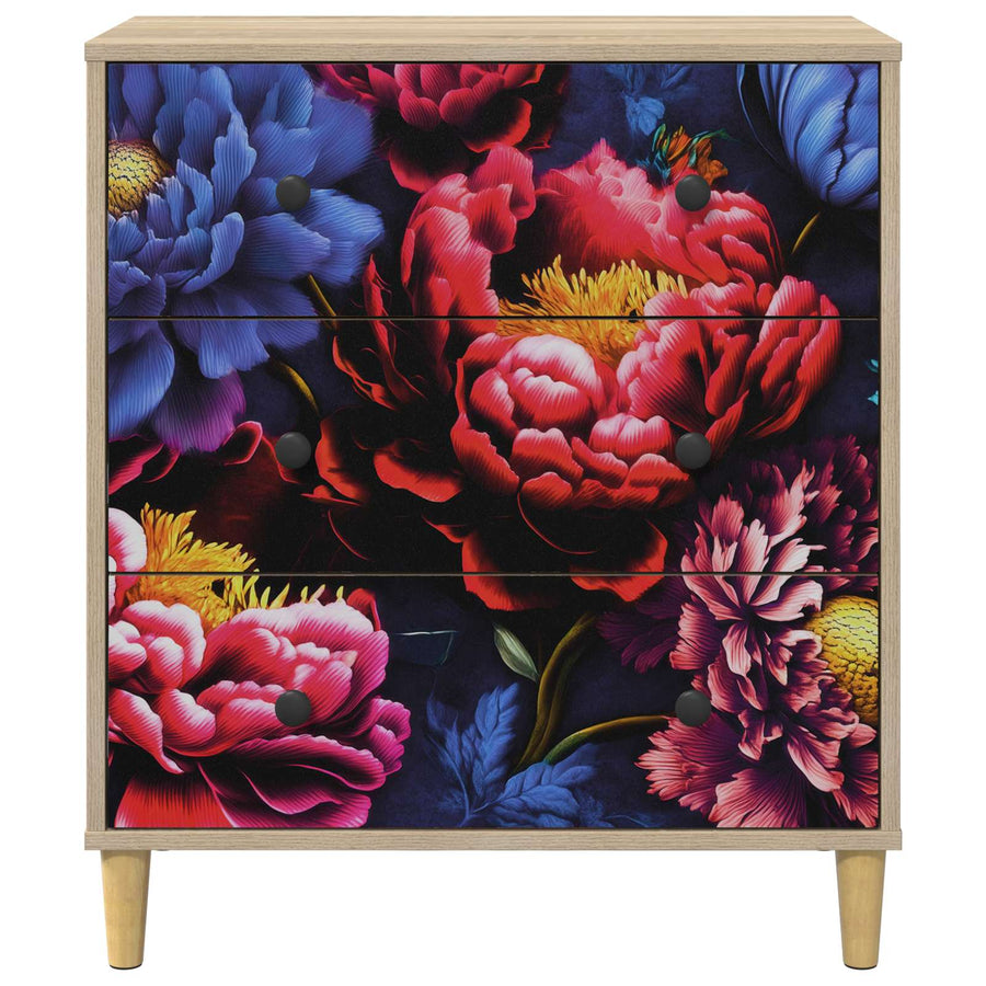 Ladekast KIEL Donker pioenroosprint 66 x 36,5 x 75 cm Sonoma