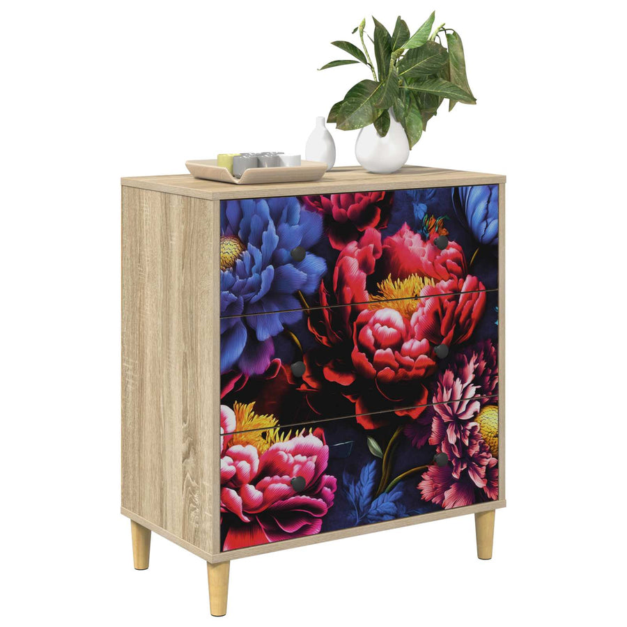 Ladekast KIEL Donker pioenroosprint 66 x 36,5 x 75 cm Sonoma