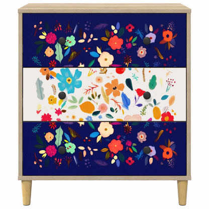 Ladekast MAINZ Bloemenprint 66 x 36,5 x 75 cm Bewerkt hout