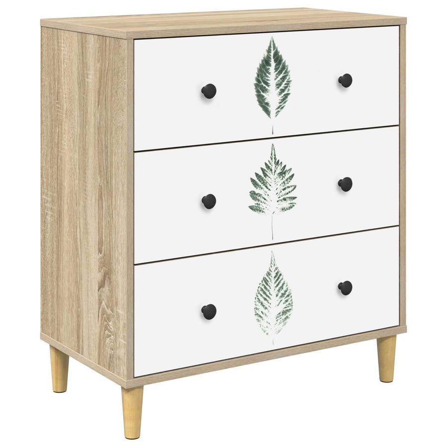 Ladekast HANAU Groene bladerenprint 66 x 36,5 x 75 cm Sonoma