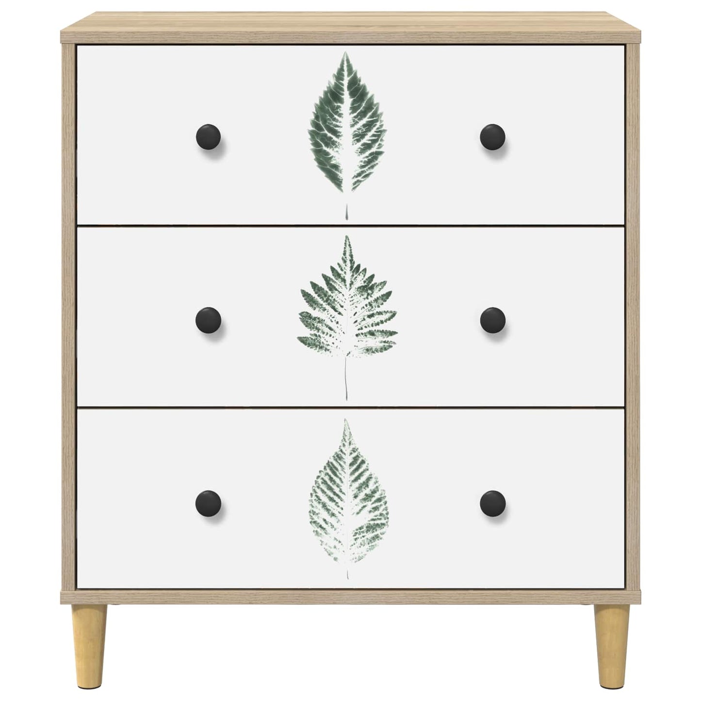 Ladekast HANAU Groene bladerenprint 66 x 36,5 x 75 cm Sonoma