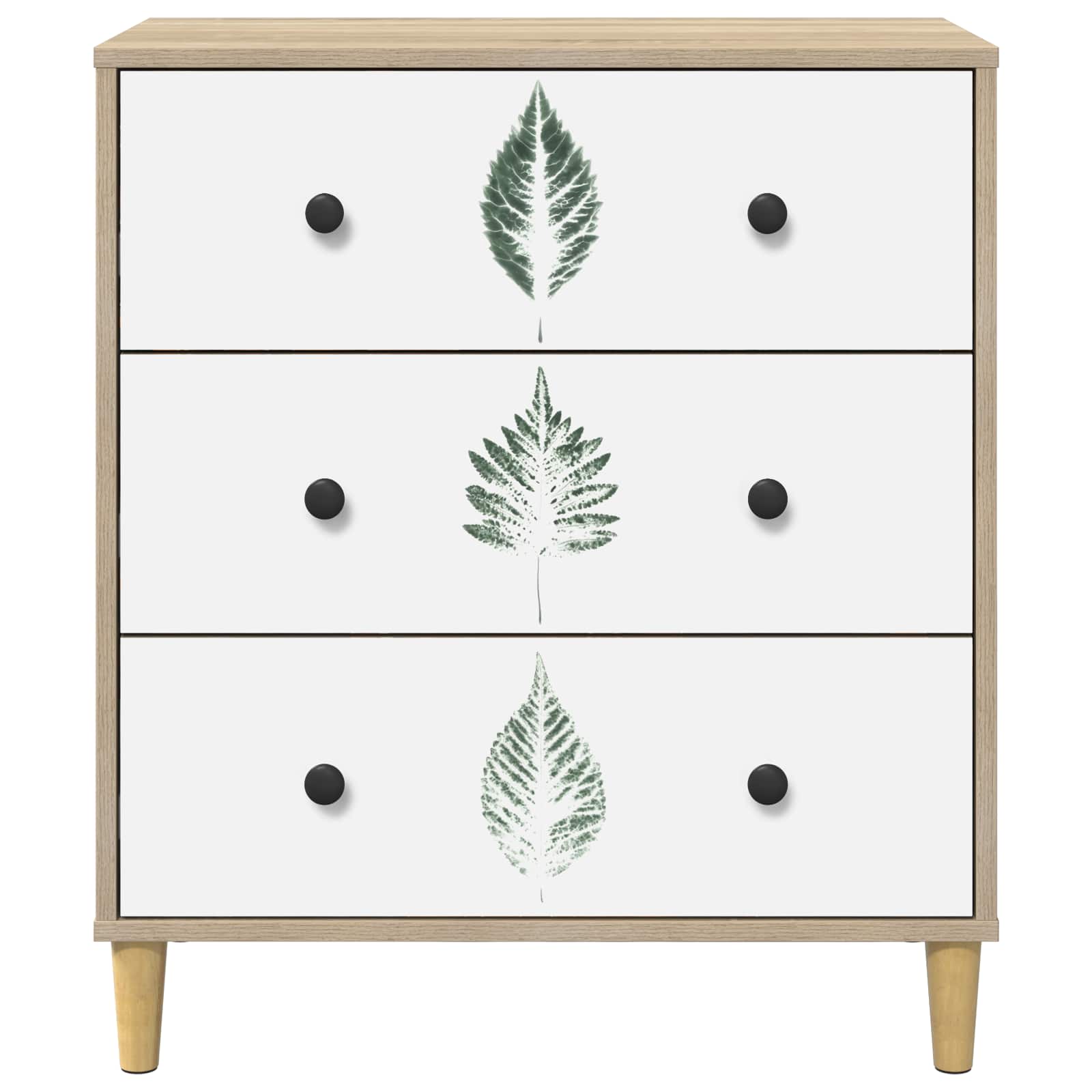 Ladekast HANAU Groene bladerenprint 66 x 36,5 x 75 cm Sonoma