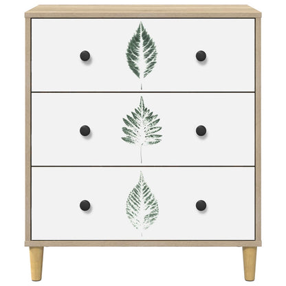 Ladekast HANAU Groene bladerenprint 66 x 36,5 x 75 cm Sonoma