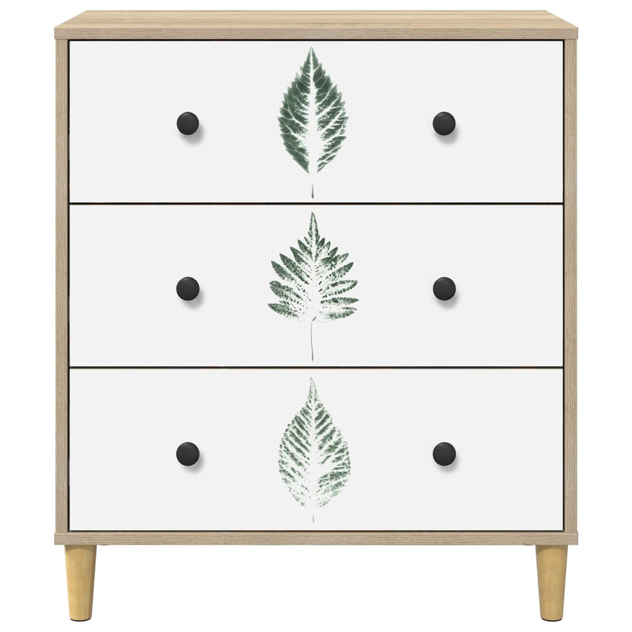 Ladekast HANAU Groene bladerenprint 66 x 36,5 x 75 cm Sonoma