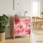 Ladekast AACHEN Roze palmbomenprint 66 x 36,5 x 75 cm Sonoma
