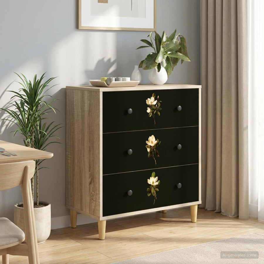 Ladekast BREMEN Magnolia print 66 x 36,5 x 75 cm Bewerkt hout