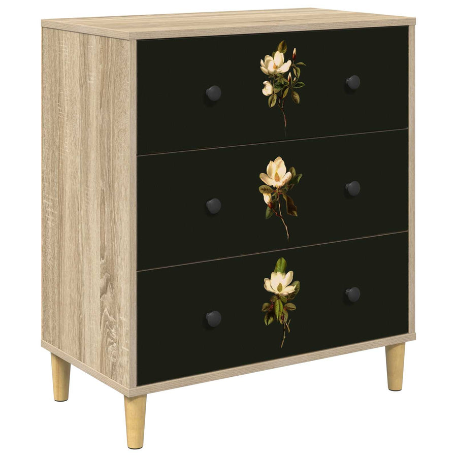 Ladekast BREMEN Magnolia print 66 x 36,5 x 75 cm Bewerkt hout