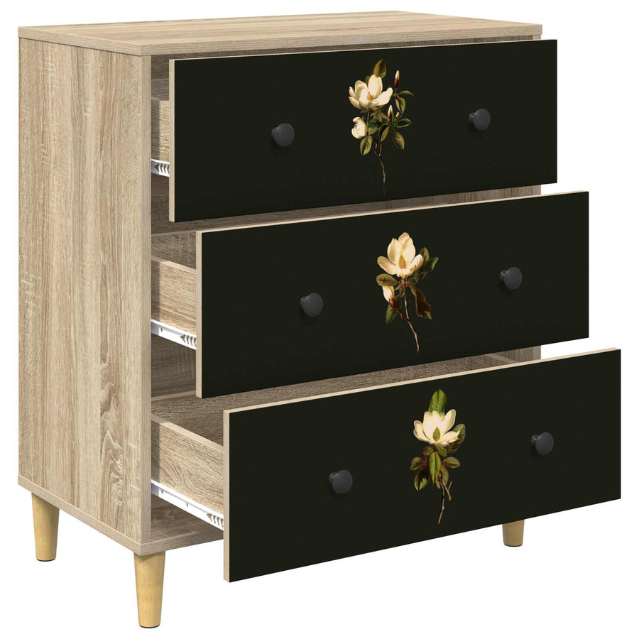 Ladekast BREMEN Magnolia print 66 x 36,5 x 75 cm Bewerkt hout