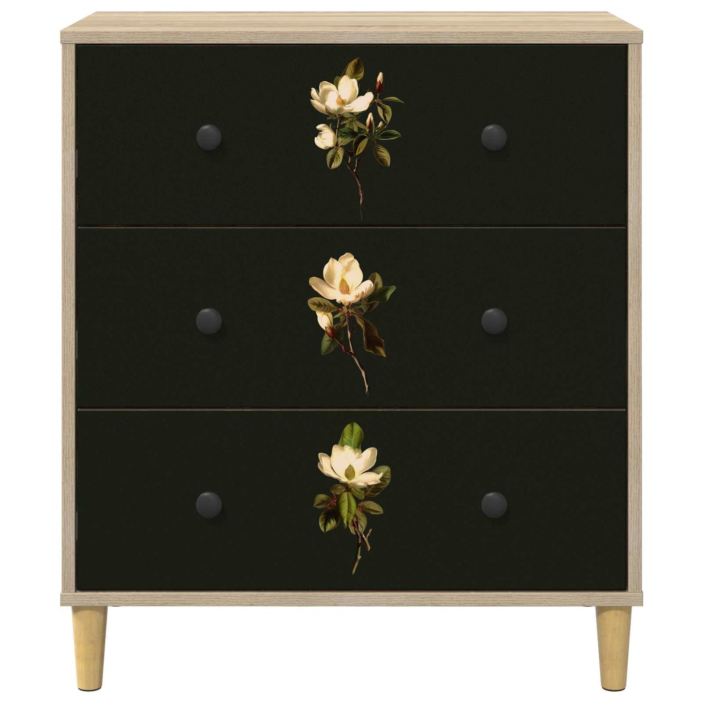 Ladekast BREMEN Magnolia print 66 x 36,5 x 75 cm Bewerkt hout