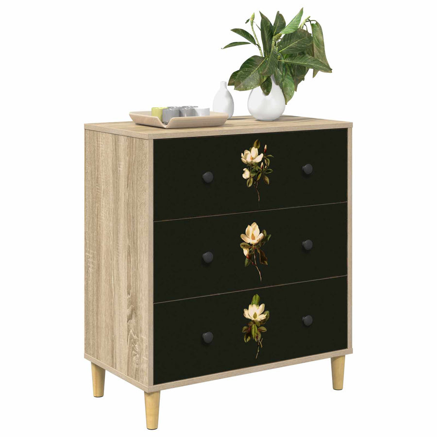 Ladekast BREMEN Magnolia print 66 x 36,5 x 75 cm Bewerkt hout