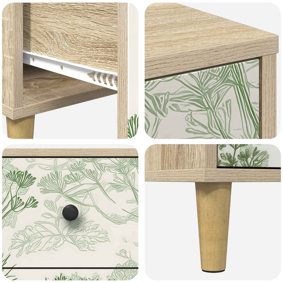 Ladekast GOTHA Groene boomprint 66 x 36,5 x 75 cm Bewerkt hout