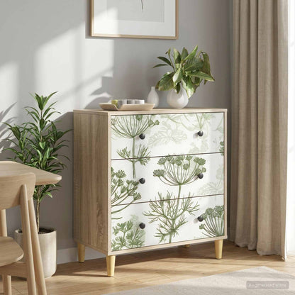 Ladekast GOTHA Groene boomprint 66 x 36,5 x 75 cm Bewerkt hout