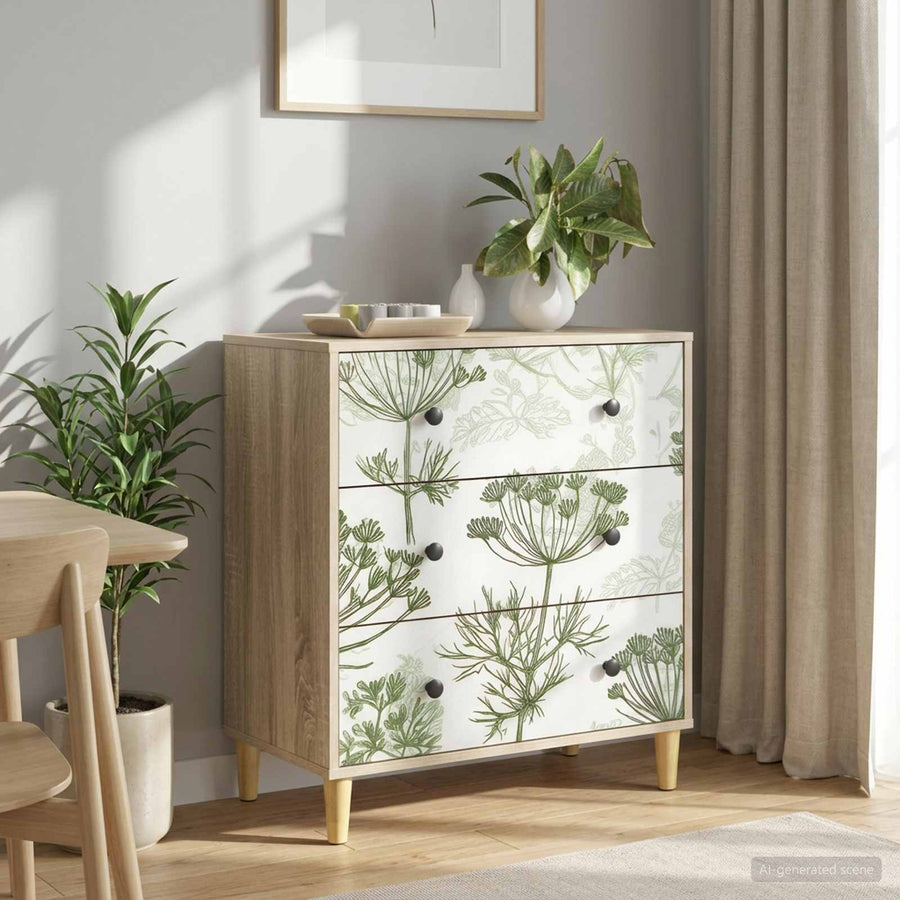 Ladekast GOTHA Groene boomprint 66 x 36,5 x 75 cm Bewerkt hout