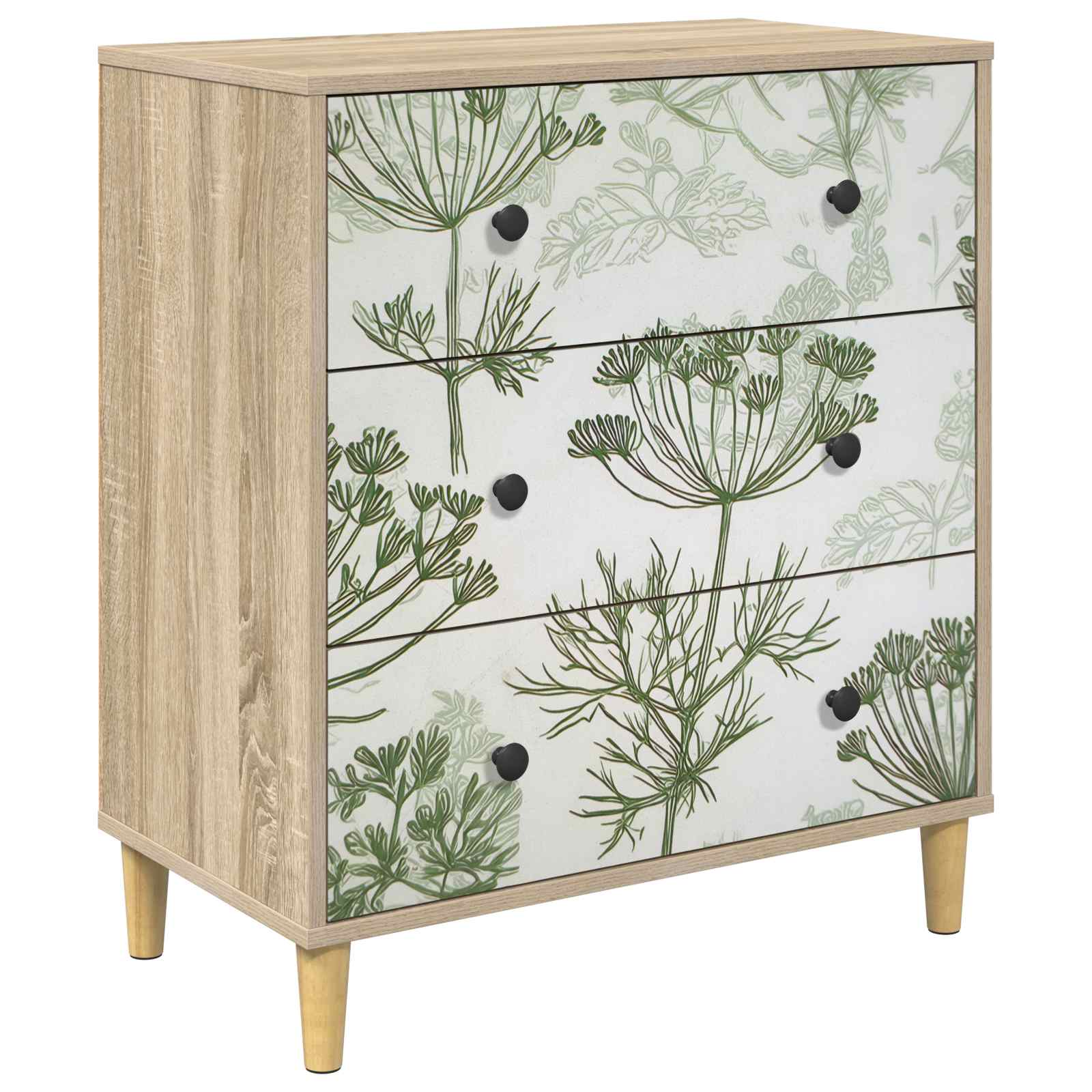 Ladekast GOTHA Groene boomprint 66 x 36,5 x 75 cm Bewerkt hout
