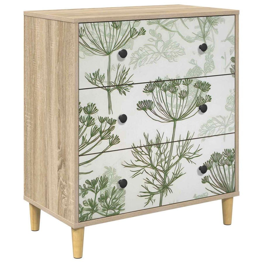 Ladekast GOTHA Groene boomprint 66 x 36,5 x 75 cm Bewerkt hout