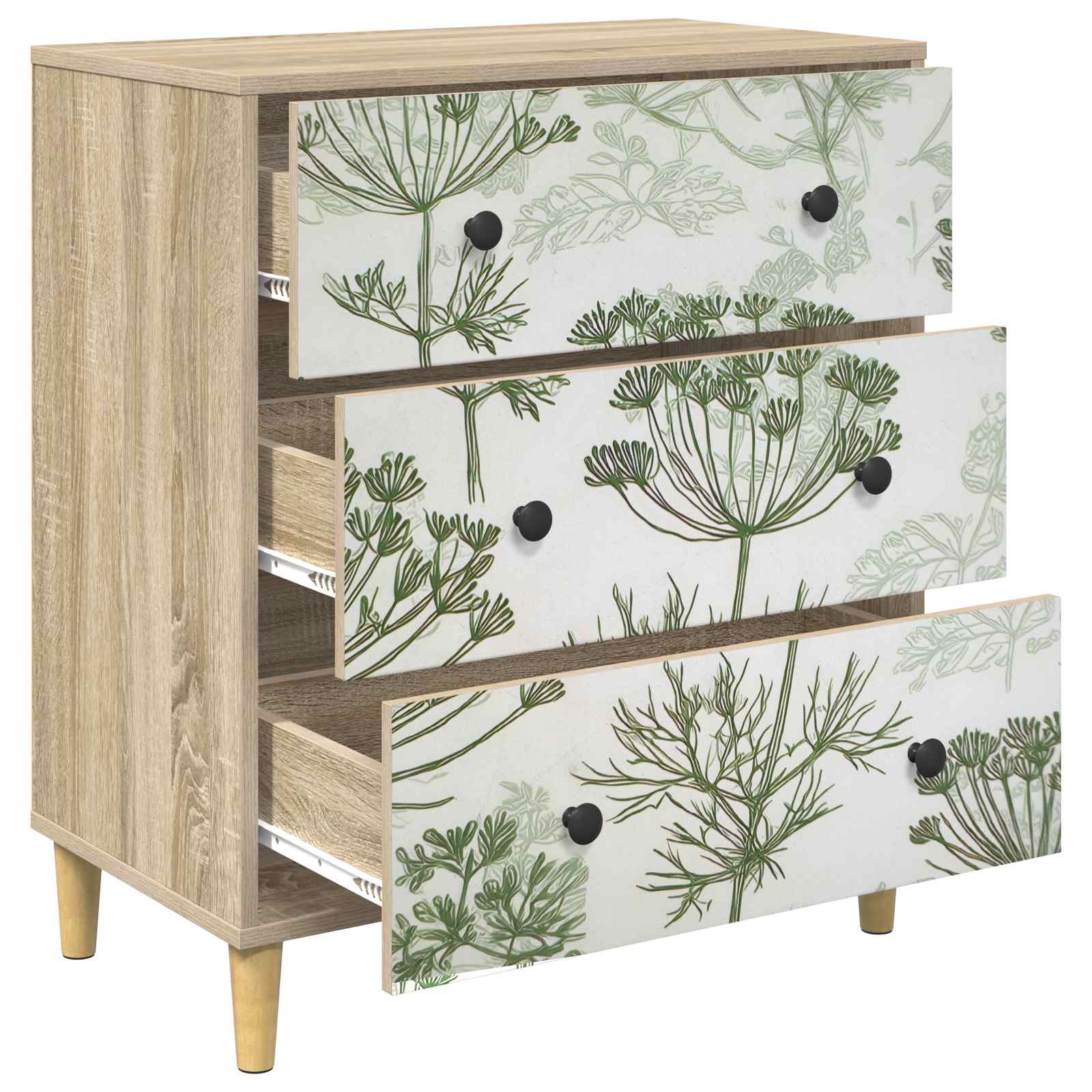 Ladekast GOTHA Groene boomprint 66 x 36,5 x 75 cm Bewerkt hout