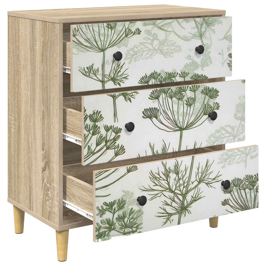 Ladekast GOTHA Groene boomprint 66 x 36,5 x 75 cm Bewerkt hout