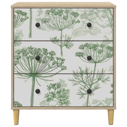Ladekast GOTHA Groene boomprint 66 x 36,5 x 75 cm Bewerkt hout