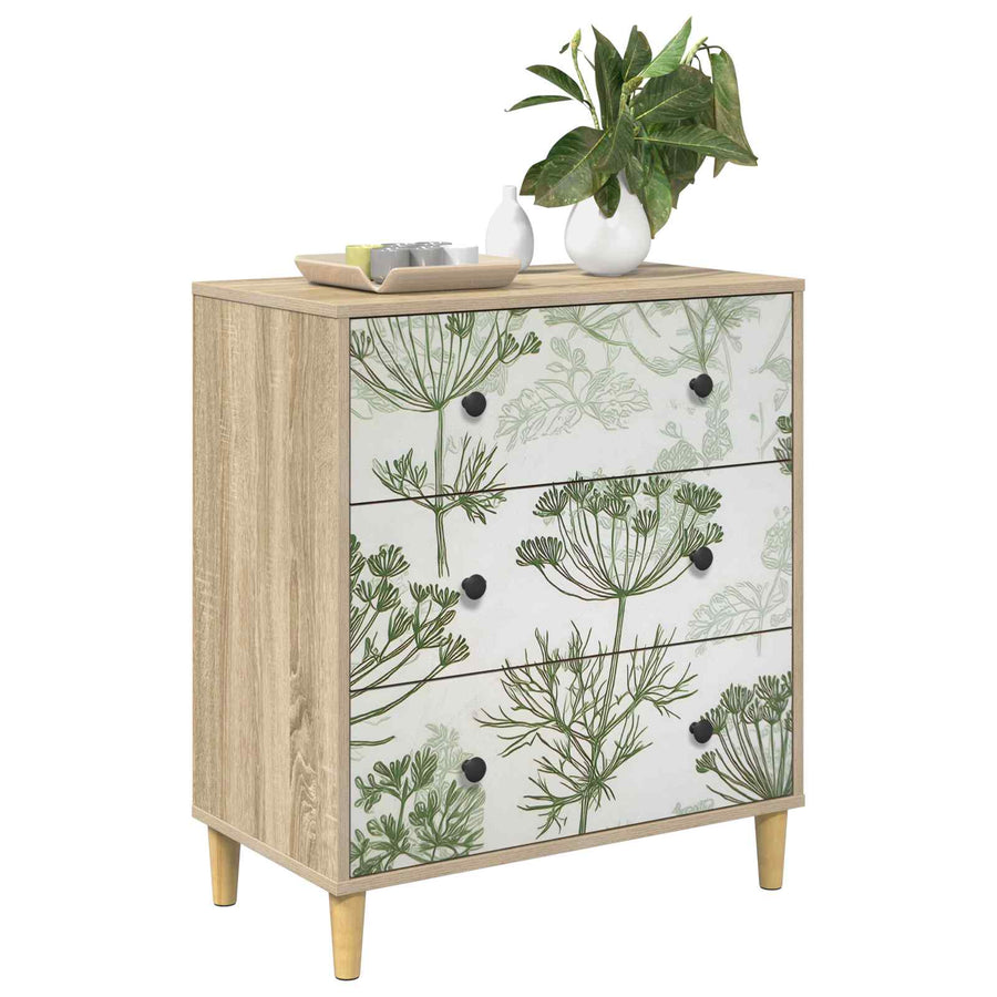 Ladekast GOTHA Groene boomprint 66 x 36,5 x 75 cm Bewerkt hout