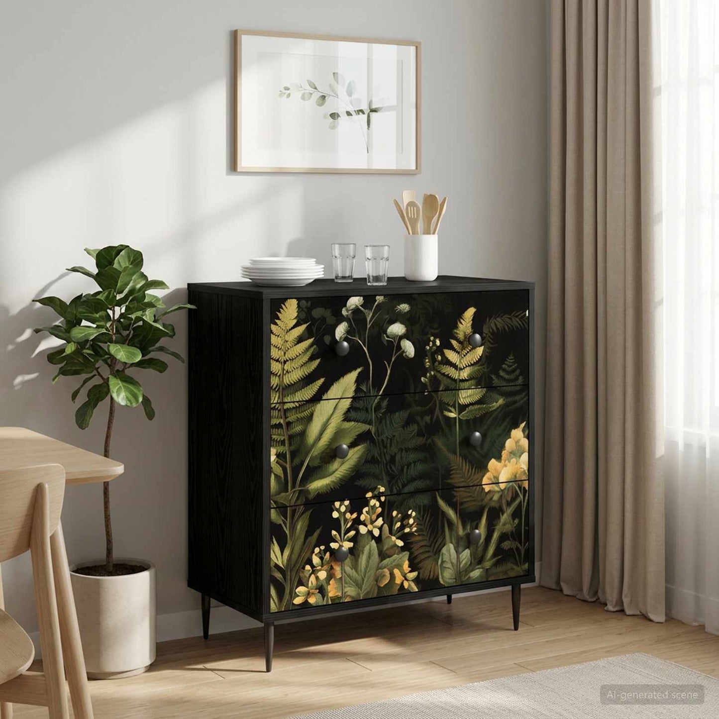 Ladekast RHENEN Tropisch junglemotief 66 x 36,5 x 76 cm