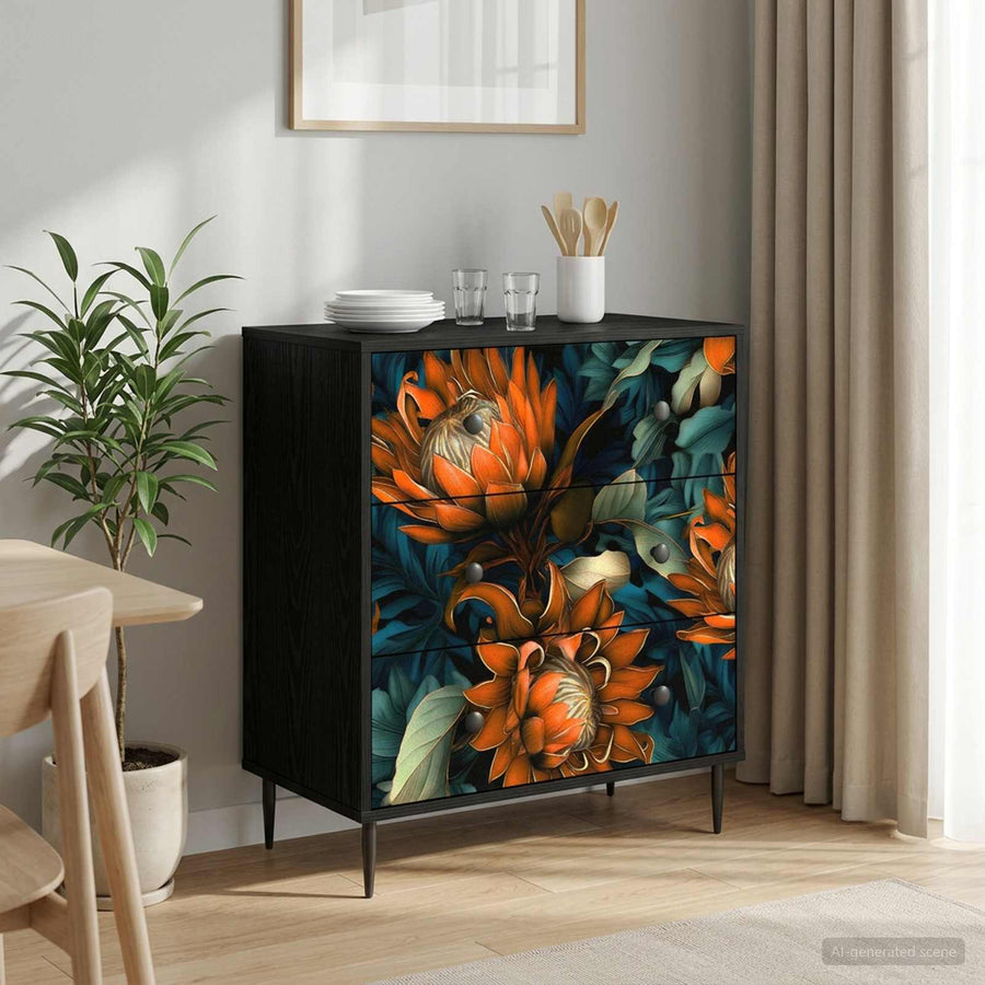 Ladekast LOCHEM Oranje print 66 x 36,5 x 76 cm Bewerkt hout