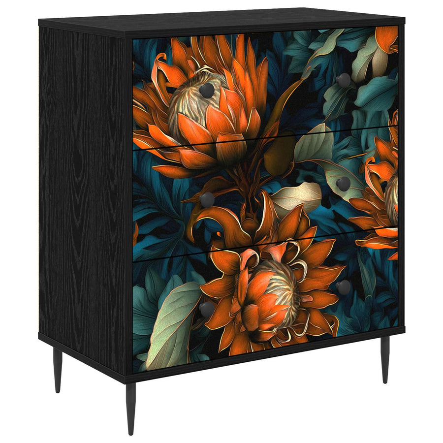 Ladekast LOCHEM Oranje print 66 x 36,5 x 76 cm Bewerkt hout