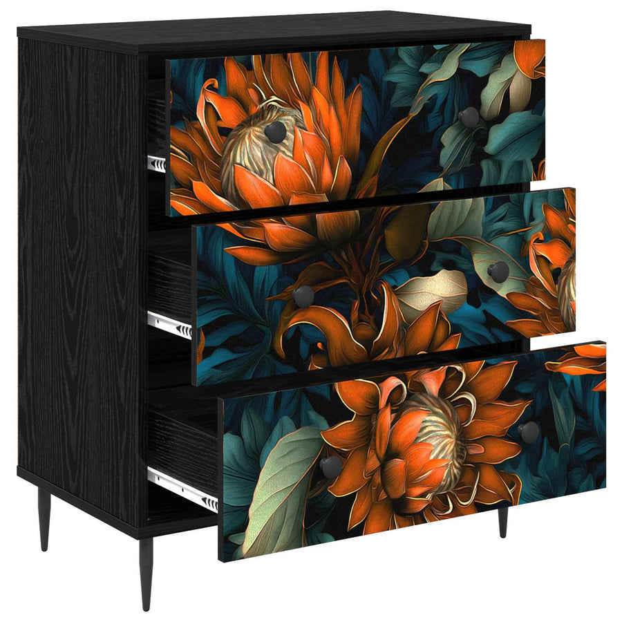Ladekast LOCHEM Oranje print 66 x 36,5 x 76 cm Bewerkt hout