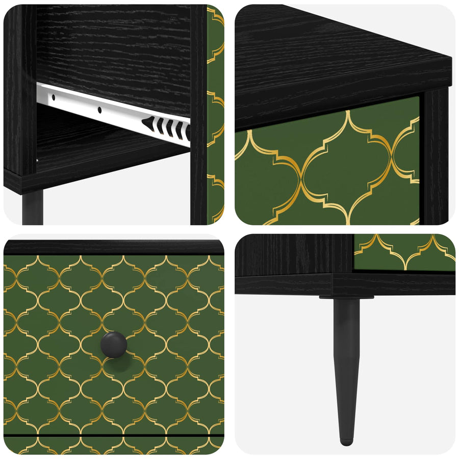 Ladekast GELEEN Groen geometrisch patroon 66 x 36,5 x 76 cm