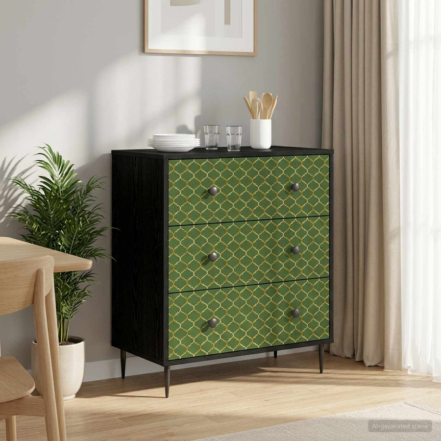 Ladekast GELEEN Groen geometrisch patroon 66 x 36,5 x 76 cm