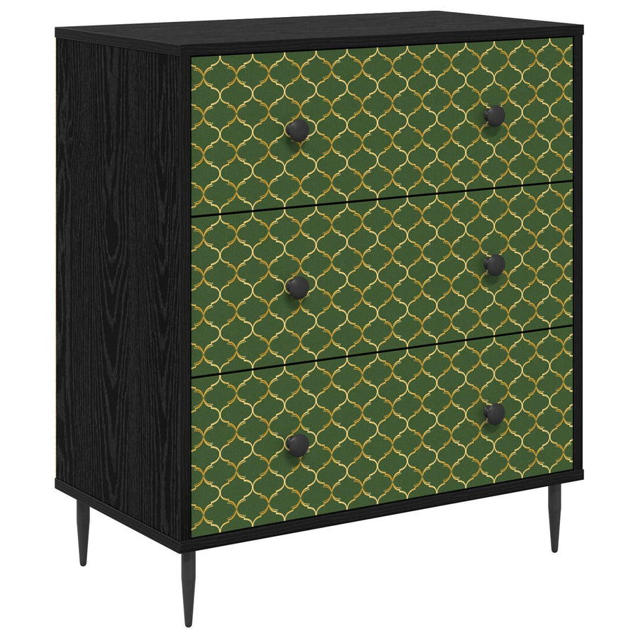 Ladekast GELEEN Groen geometrisch patroon 66 x 36,5 x 76 cm