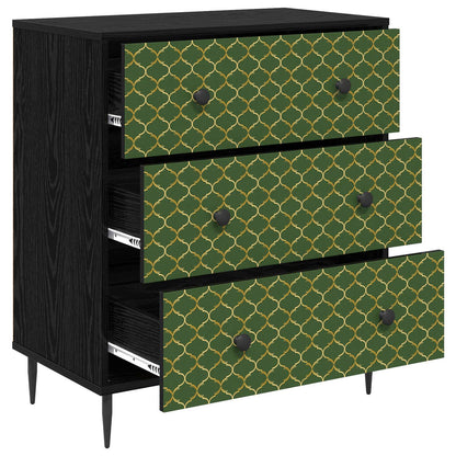 Ladekast GELEEN Groen geometrisch patroon 66 x 36,5 x 76 cm