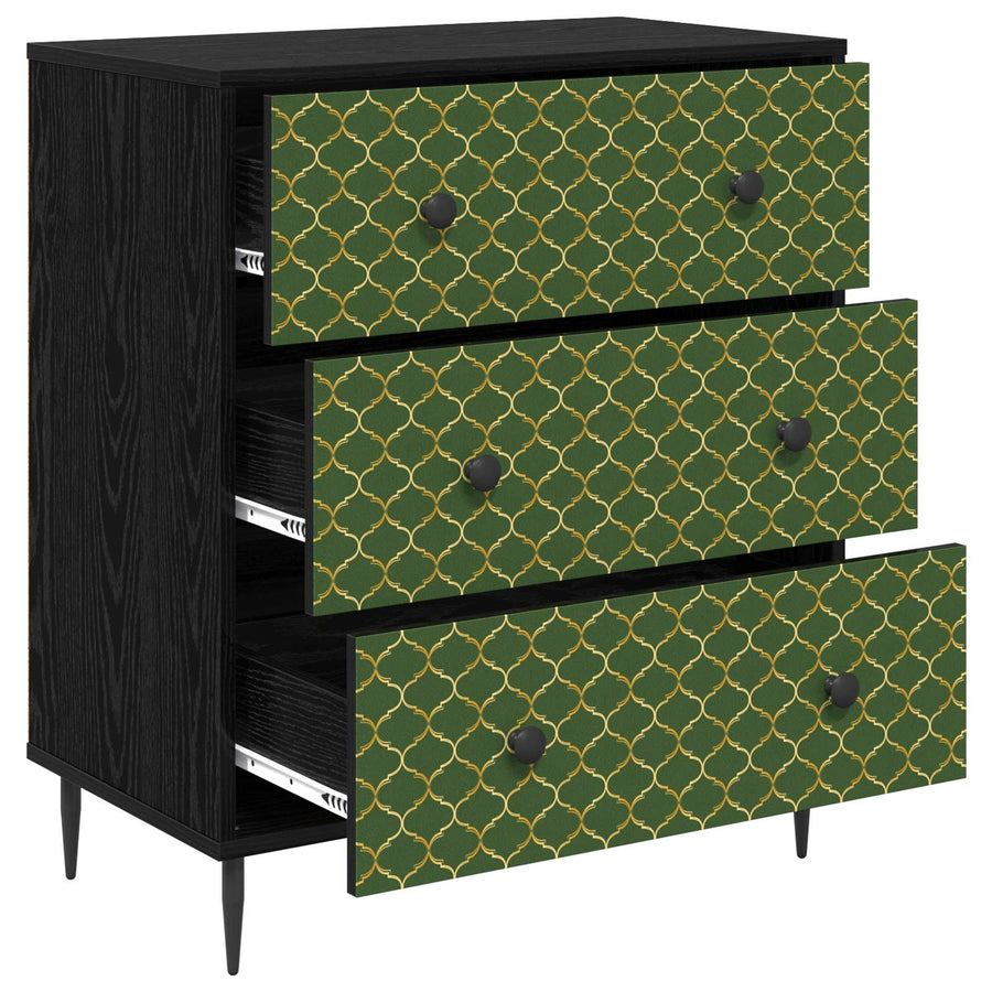 Ladekast GELEEN Groen geometrisch patroon 66 x 36,5 x 76 cm