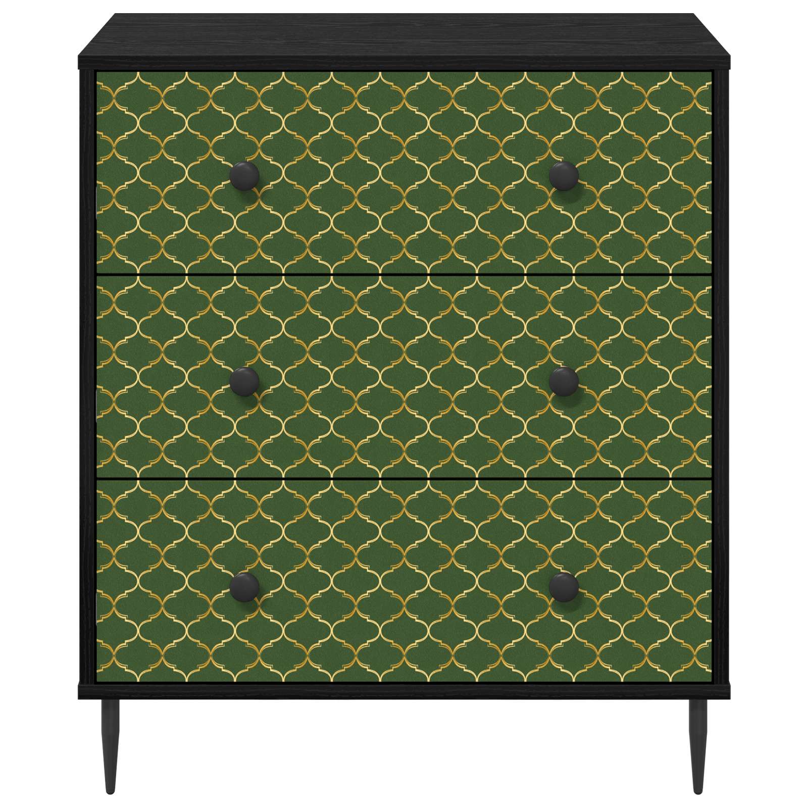 Ladekast GELEEN Groen geometrisch patroon 66 x 36,5 x 76 cm