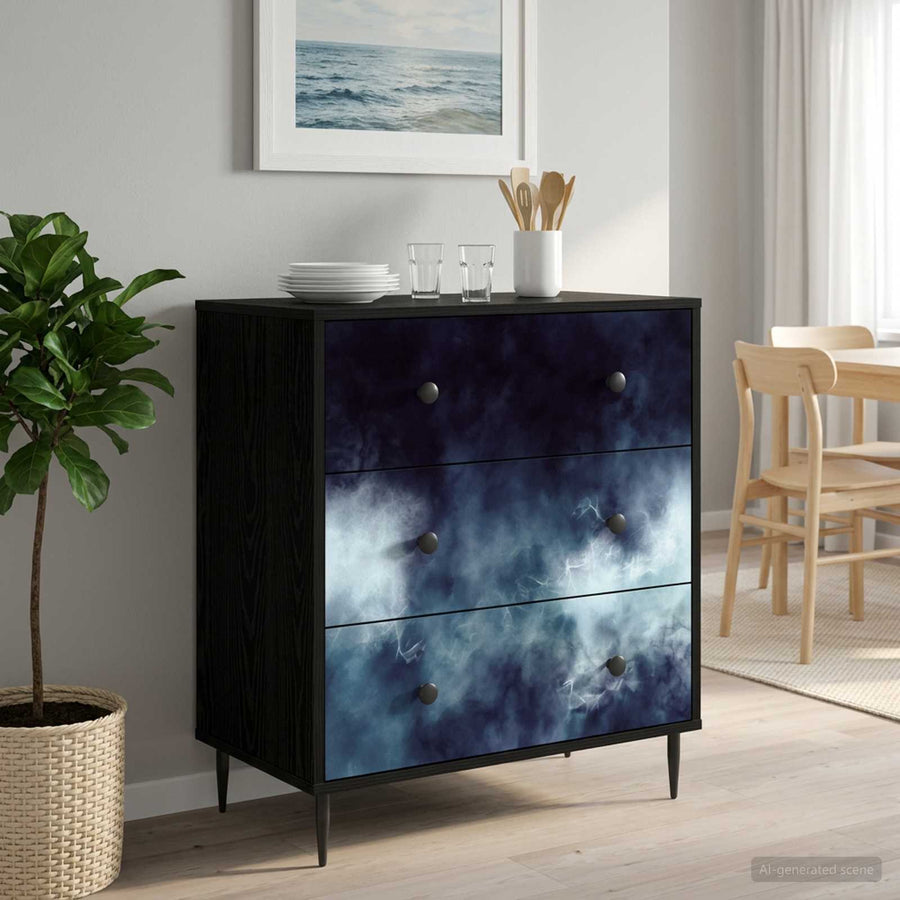 Ladekast RAALTE Blauwe marmerprint 66 x 36,5 x 76 cm